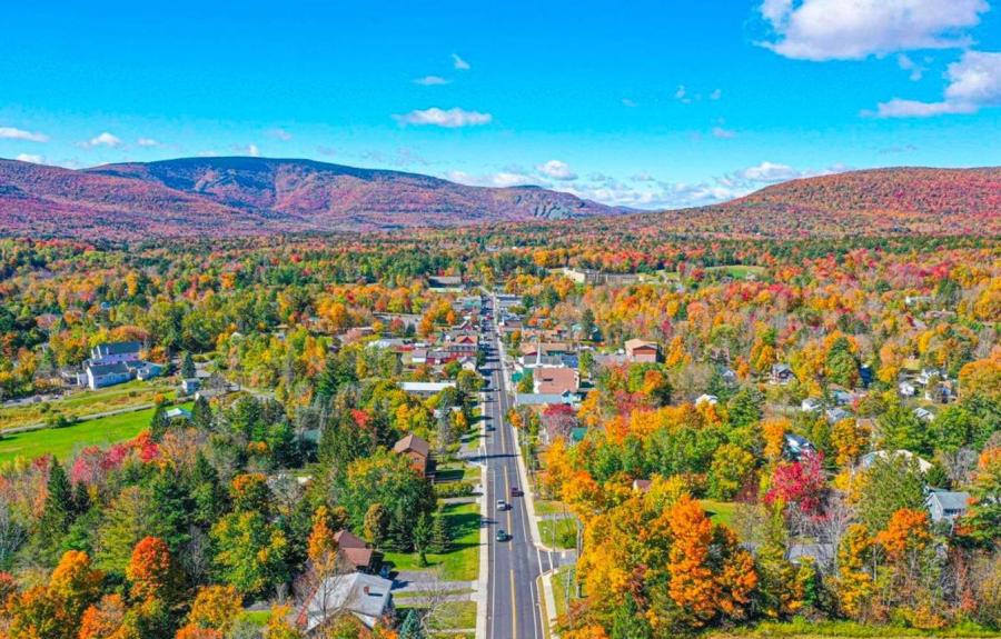 Arial view of an upstate NY town