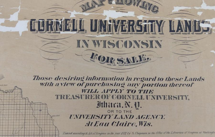 Map showing Cornell University Lands in Wisconsin