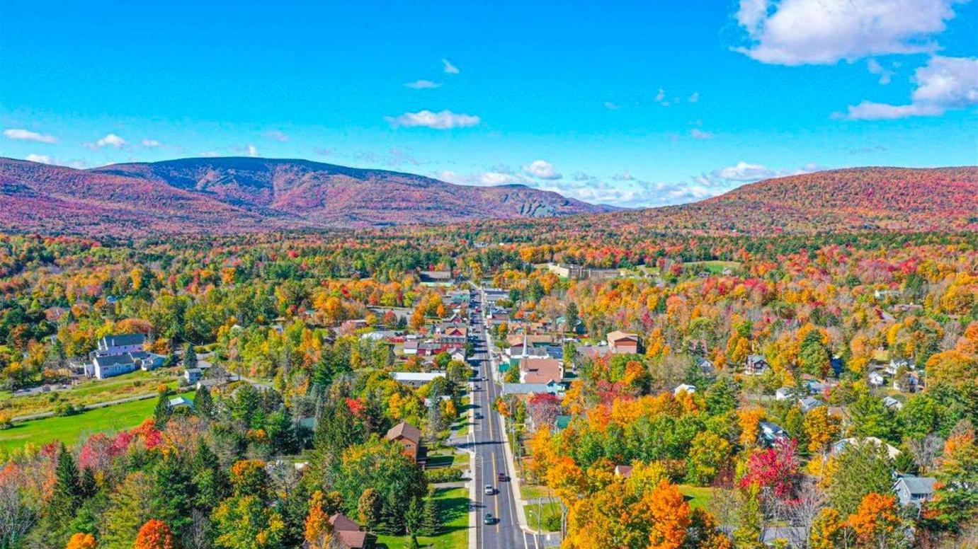 Arial view of an upstate NY town