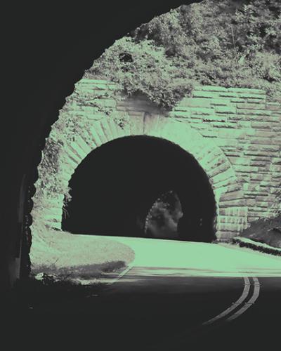 Road with stone archway